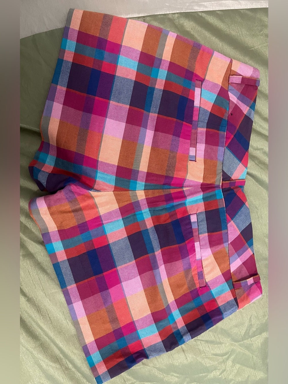 Womens Banana Republic Bright Multicolor Plaid Shorts